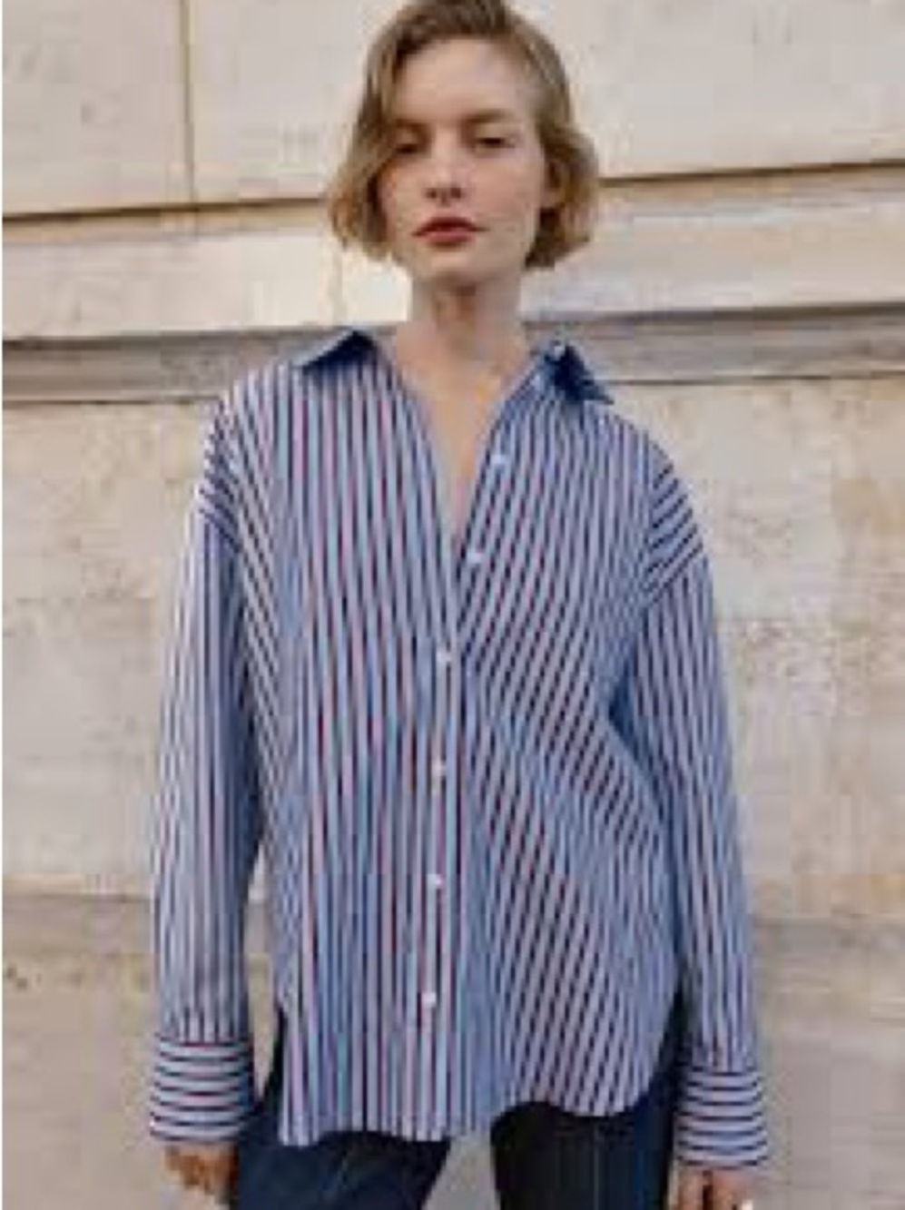 Rococo Sand Navy and White Striped Button-Down Shirt
